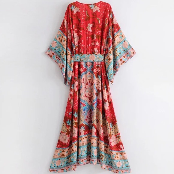 Lena Vie Boutique | Dresses | Malva Lotus Feathers Kimono Maxi Kaftan ...